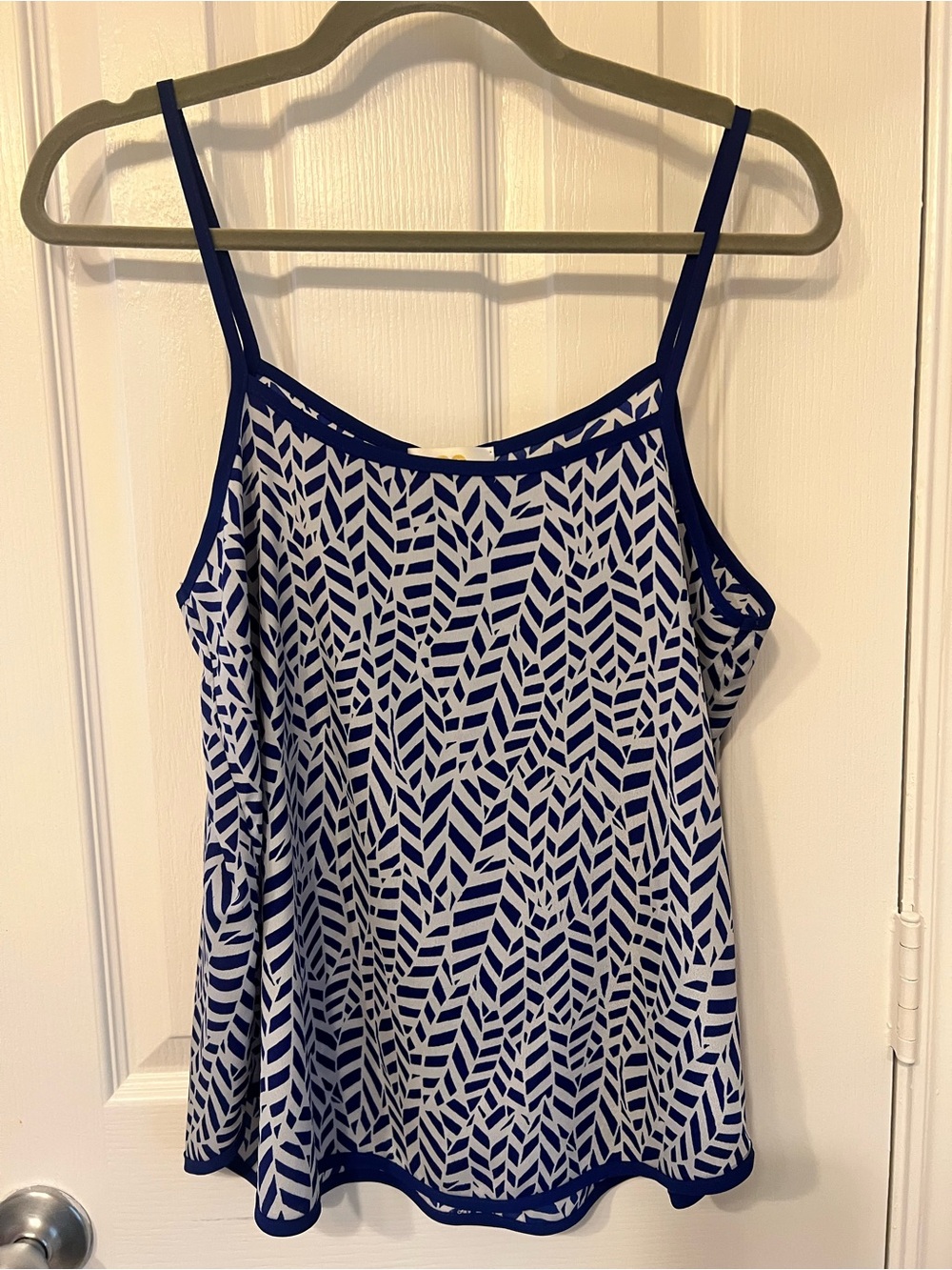 Collective Concepts Blue and White Printed Spaghetti Strap Tank Top, Size S